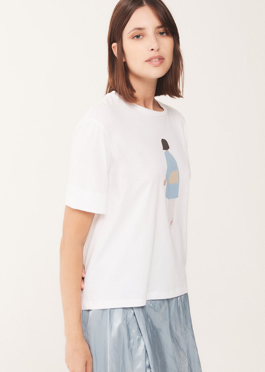 JAPANESE GIRL - t-shirt in cotone, bianco