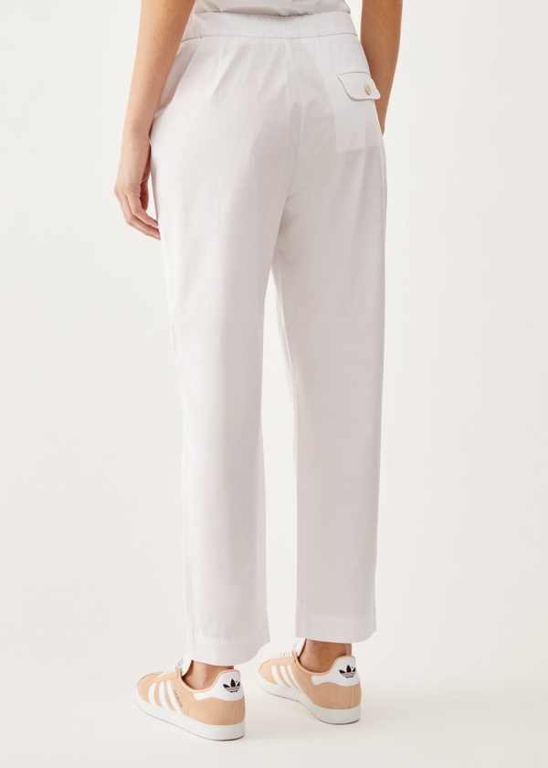 Pantalone regular fit in poplin di cotone stretch, bianco 002