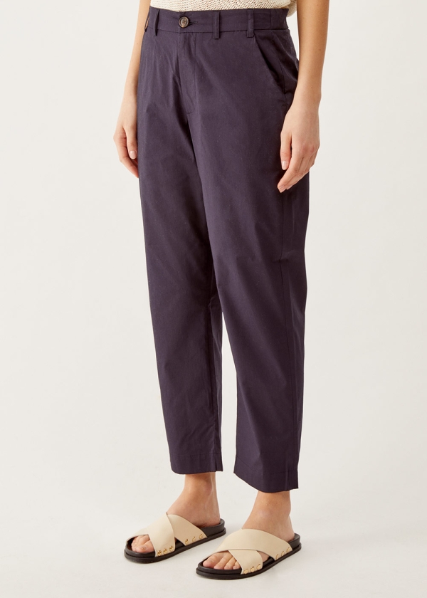 Pantalone regular fit in poplin di cotone stretch, blu 002