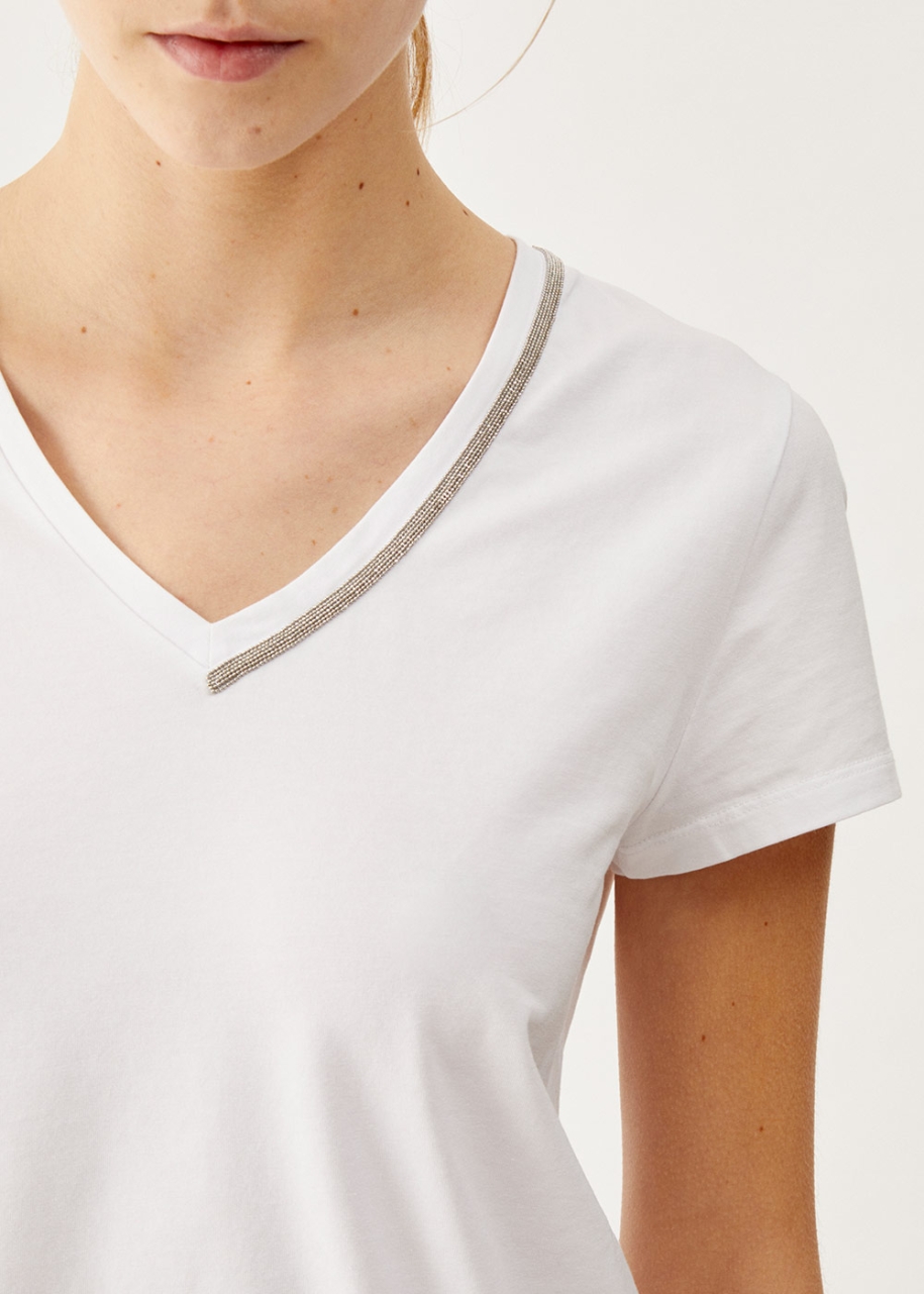 T-shirt in cotone stretch , bianco 001