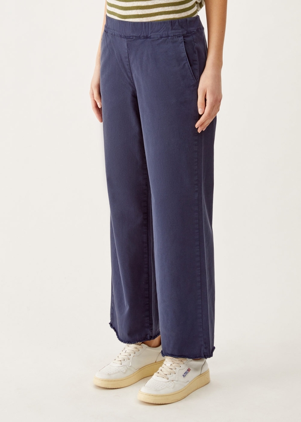 Pantalone ampio in drill di cotone, blu 002
