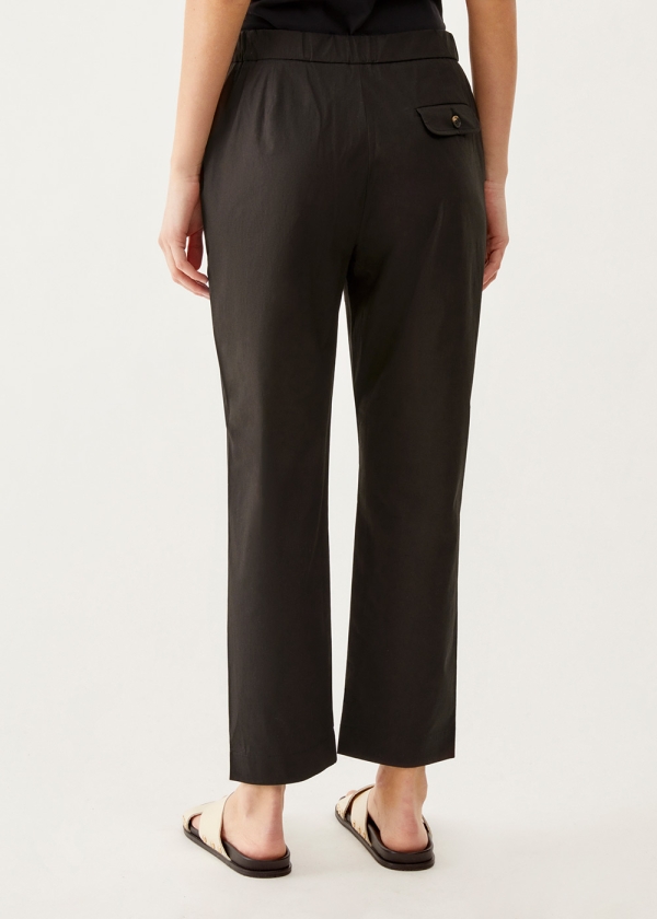 Pantalone regular fit in poplin di cotone stretch, nero 003